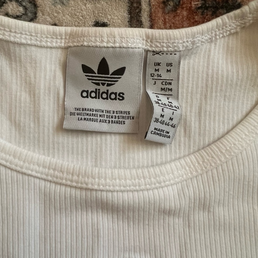 Adidas White Ribbed Tee - Picture 2 of 3